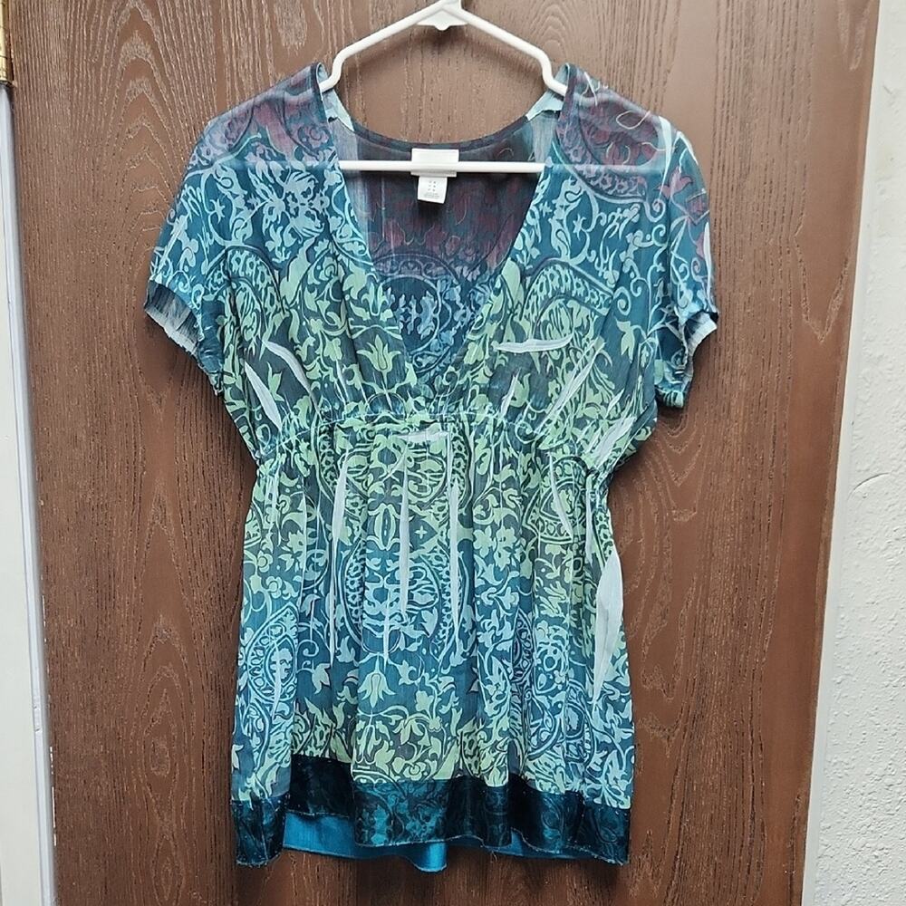 Motherhood Maternity Blue and Green Blouse